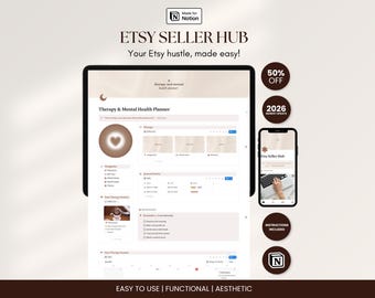 Etsy Seller Hub Notion Template Digital Shop Planner Small Business Organizer for Product Listings Sales Tracker Finance Tools & Branding