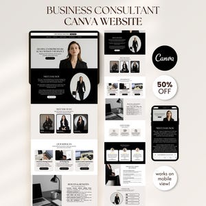 Minimal Business Consultant Canva-websitesjabloon Coach Bestemmingspagina Verkooppagina Bewerkbare websitesjabloon voor online cursusadvies