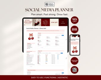 Ästhetische Social-Media-Planungsvorlage (Notion) für Content-Ersteller und Social-Media-Manager – Redaktionskalender für Marketing