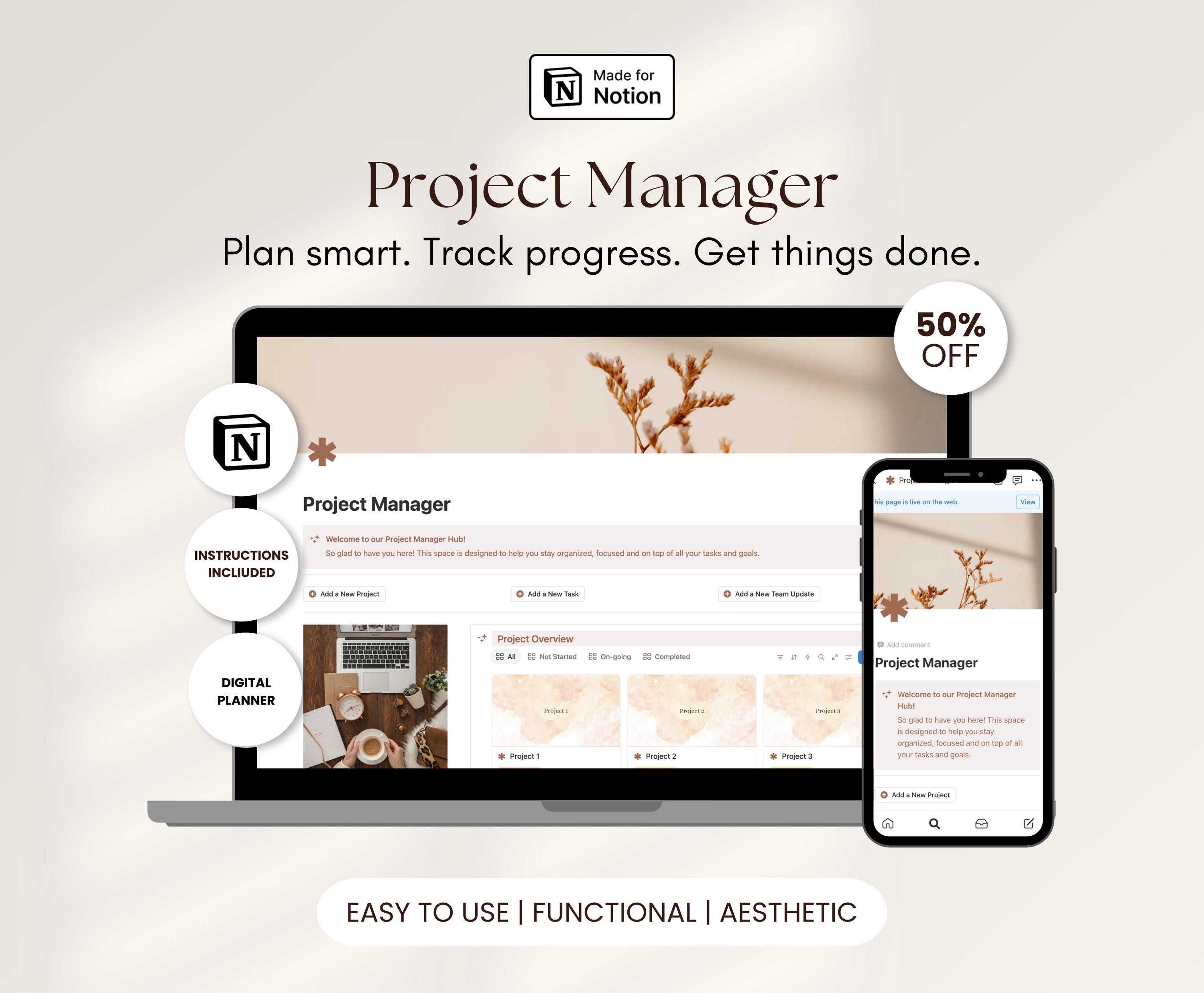 Project Management Notion Template for Teams Task Tracker Work Tracker ...