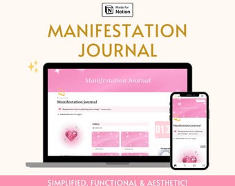 Pink Manifestation Journal: ADHD-Friendly Notion Template (Digital Download)