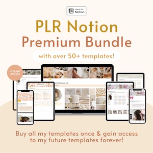 50+ Notion Templates Bundle PLR Planner Bundle Notion Resell Rights Aesthetic Notion Dashboard Productivity Kit Private Label Rights image 1