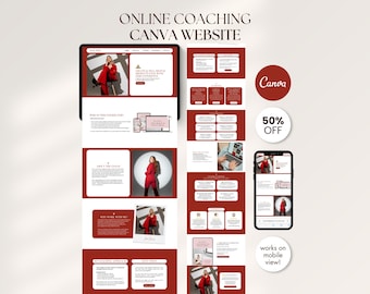Cherry Red Coach Canvaウェブサイトテンプレート 編集可能なランディングページ セールスページ オンラインコース メンターコーチングプログラム ファネル セールスファネル