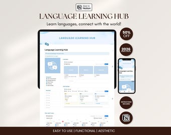 Language Learning Notion Template Vocabulary and Grammar Tracker Study Dashboard Pomodoro Timer Digital Planner for Language Learners