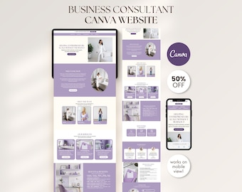 Purple Business Consultant Canva Website Template Coach Landing Page Sales Page Editable Online Course Consulting Website Template