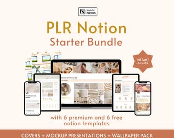12 modelli di nozioni estetiche Pacchetto PLR Diritti di etichetta privata Planner di produttività Notion Vendi prodotti digitali Pacchetto di diritti di rivendita Notion