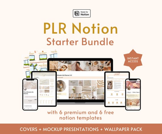 12 Aesthetic Notion Templates PLR Bundle Private Label Rights Productivity Planner Notion Sell Digital Product Resell Rights Bundle Notion