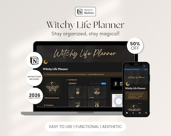 Aesthetic Witchy Life Planner Notion Template Dark Academia Student Planner Second Brain Dashboard Dark Notion Life Planner Organizer