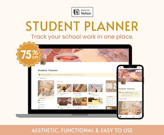 2026 Notion Template Student Planner Aesthetic Student Dashboard All In One College Planner Assignment School Planner Study Organizer