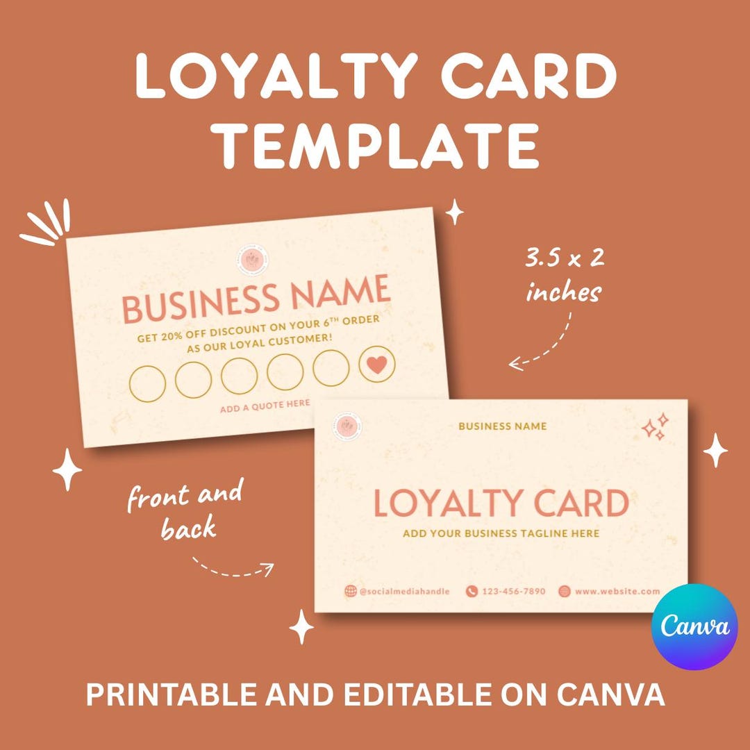 Boho Loyalty Card Customer Canva Template Customer Stamp Card Editable ...