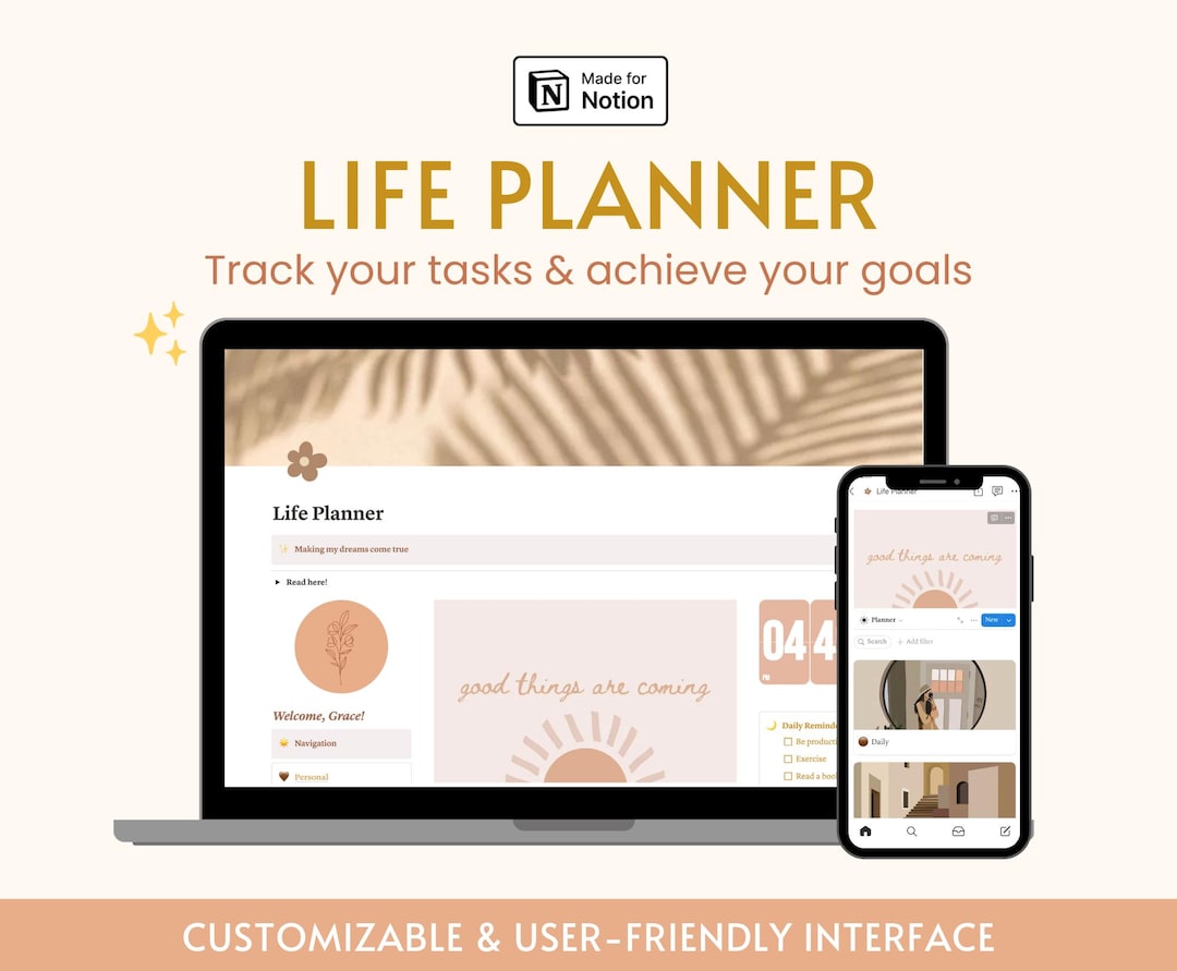 Notion Template All in One Life Planner Aesthetic Notion Dashboard ...
