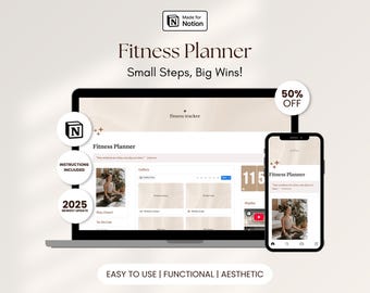 Modelo de Noção de Fitness Tudo em Um Painel de Saúde e Bem-Estar Planejador de Treinos Rastreador Planejador de Perda de Peso Diário de Saúde e Registro de Exercícios