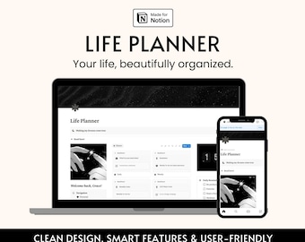 Notion Template All in One Life Planner Aesthetic Notion Dashboard Simple Notion ADHD Personal Planner for Daily Notion Tasks and Goals
