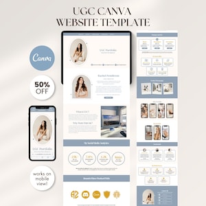 Blå UGC-portfölj Canva-webbplatsmall för innehållsskapare Social Media Kit Landningssida UGC-skapare Portfoliomall
