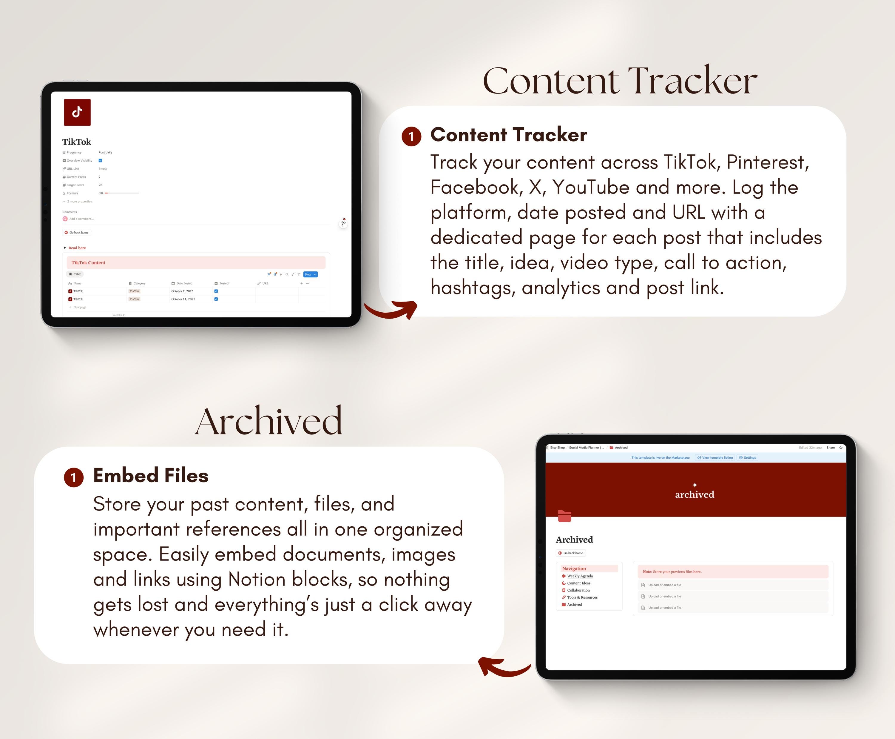 Aesthetic Social Media Planner Notion Template for Digital Content ...