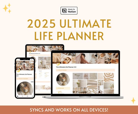 2025 Ultimate Life Planner All in One Aesthetic Notion Dashboard ADHD Notion Template That Girl Personal Planner Aesthetic Dashboard Planner