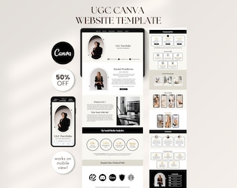Minimal UGC Portfolio Canva Website Template for Content Creators Social Media Kit Landing Page UGC Creator Portfolio Template