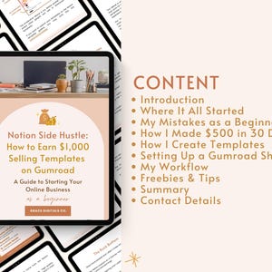 Notion Side Hustle eBook content