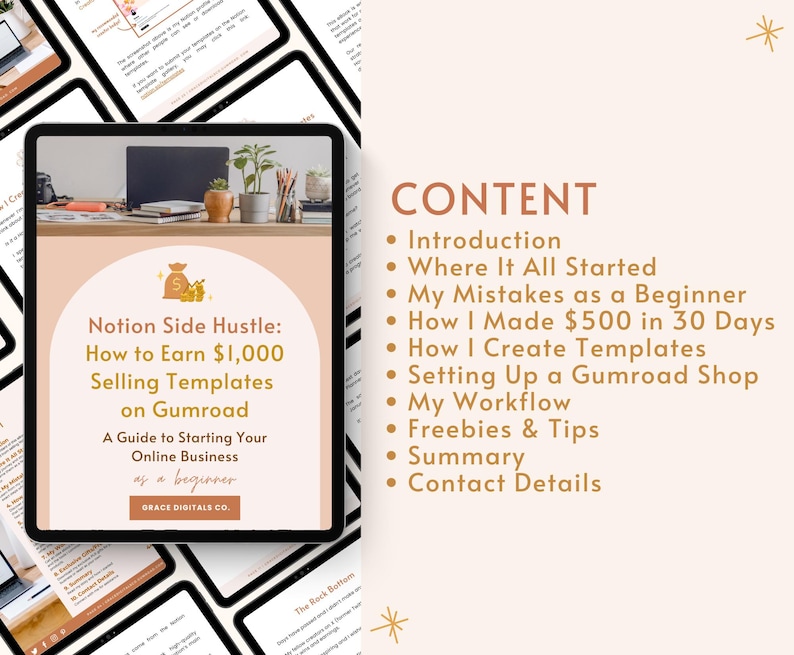 Notion Side Hustle eBook content