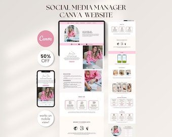 Editable Coquette Social Media Manager Portfolio Canva Template for Content Creators SMM Website Landing Page Digital Download