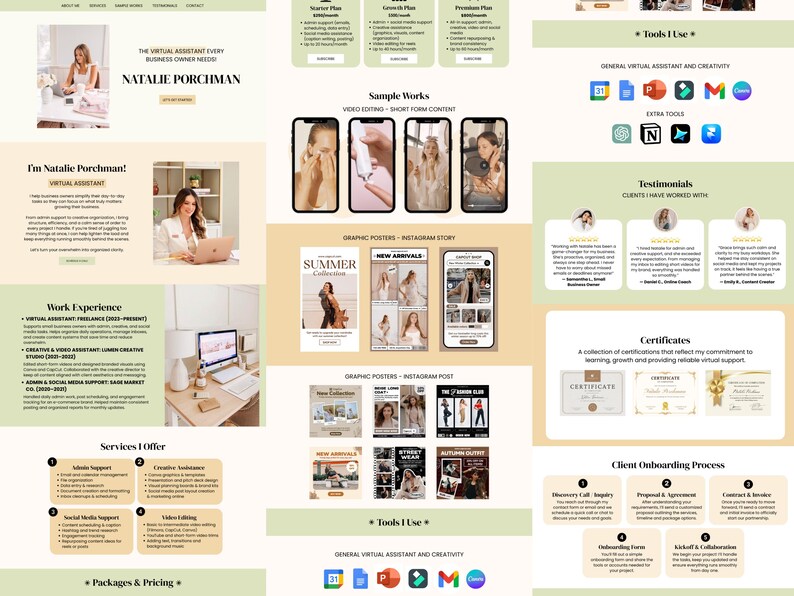 Green Virtual Assistant Portfolio Canva Website Template Canva ...