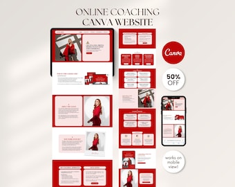 Pink and Red Coach Canva Website Template Editable Landing Page Sales Page Online Course Mentor Coaching Program Funnel Sales Funnel