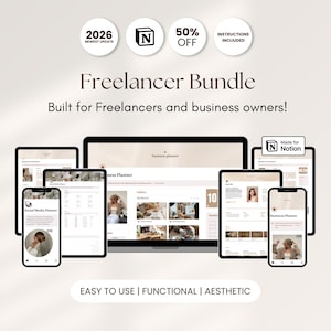 Freelancer Notion Template Bundle: Project Management, Social Media Planner (PDF Download)