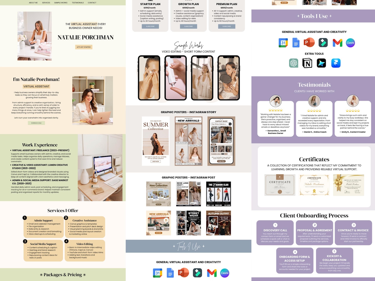 Virtual Assistant Portfolio Canva Website Template Bundle Canva ...