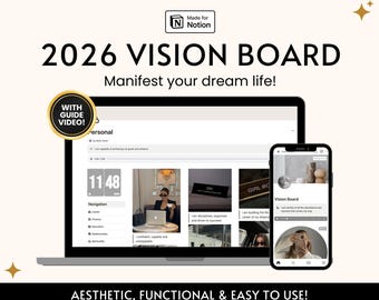 2026 Vision Board Manifestation Notion Template Aesthetic Inspiration Boards 2025 Goals Digital Vision Board Planner Notion Dashboard