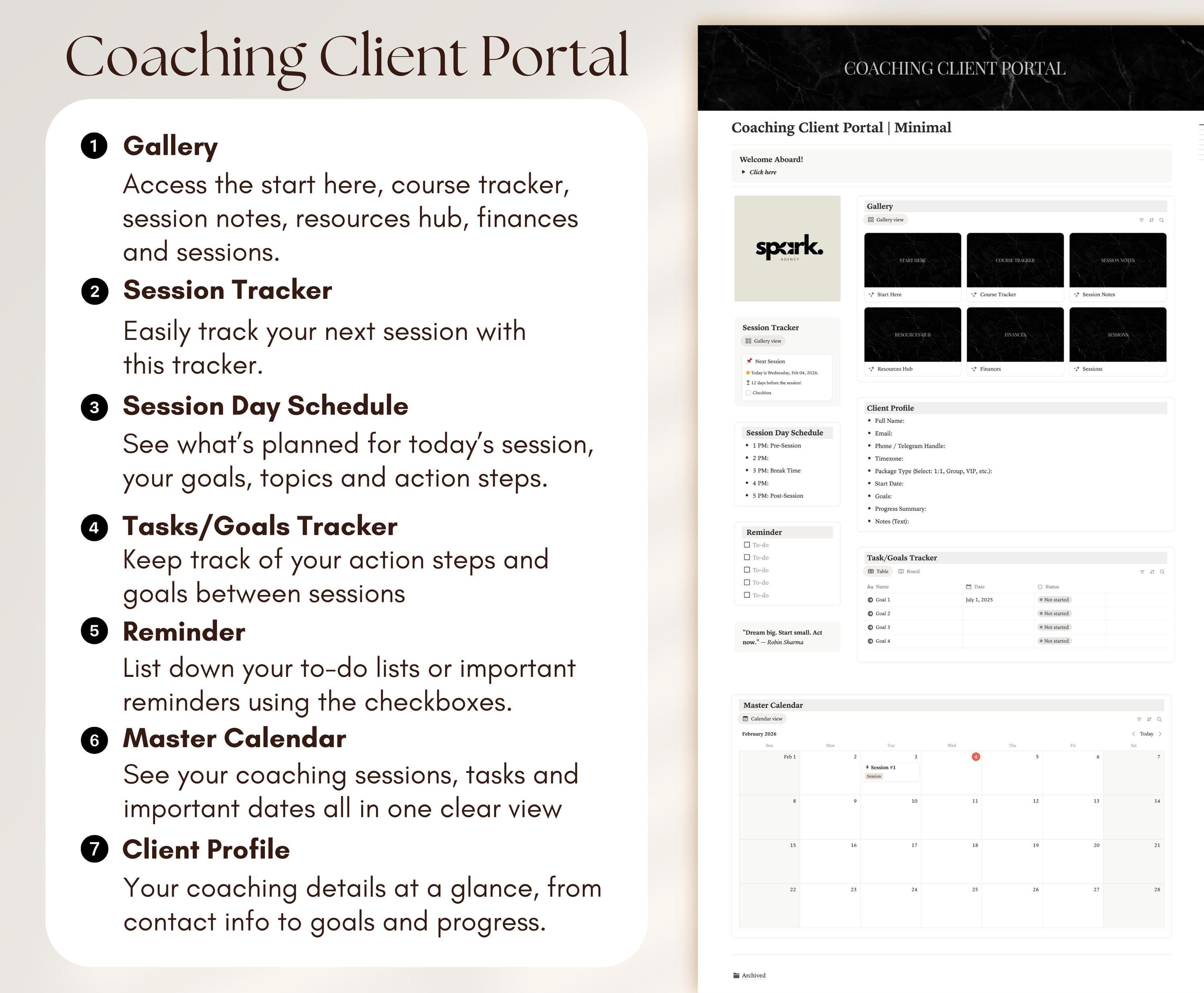 Minimal Notion Template Client Portal for Coaches and Freelancers ...