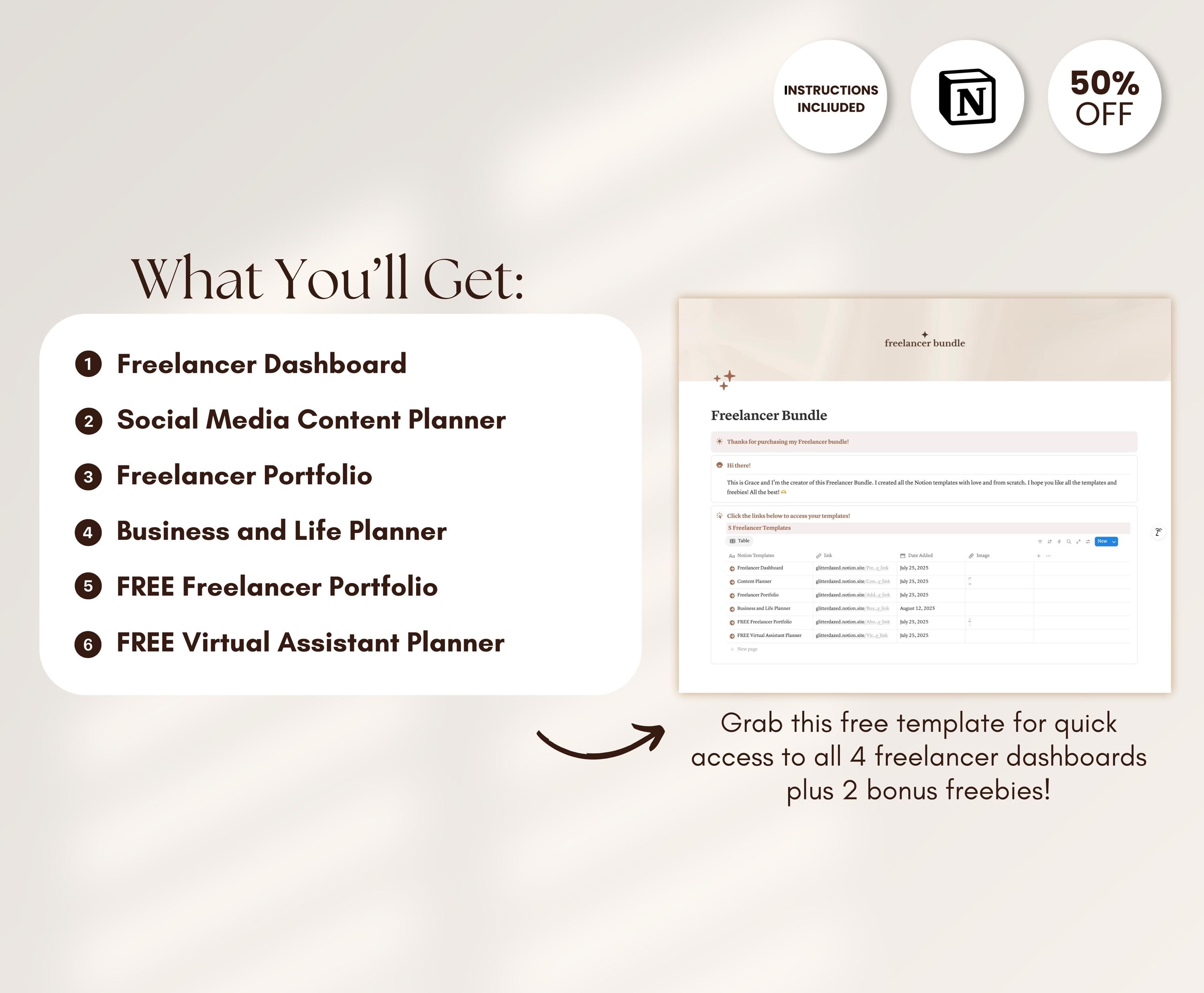 Freelancer Notion Template Bundle: Project Management, Social Media ...