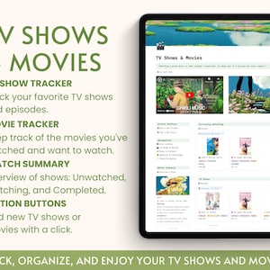 Estetisk underhållningsspårare Notion Dashboard Studio Ghibli-filmer Digital bokhylla Serier Filmspårning Personligt bibliotek Medieplanerare bild 6