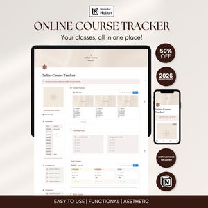 Notion Template Online Course Planner Learning Tracker Course Notes Organizer Digital Study Planner Progress Tracker Online Course Kit