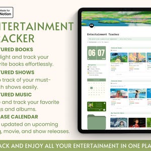 Estetisk underhållningsspårare Notion Dashboard Studio Ghibli-filmer Digital bokhylla Serier Filmspårning Personligt bibliotek Medieplanerare bild 4