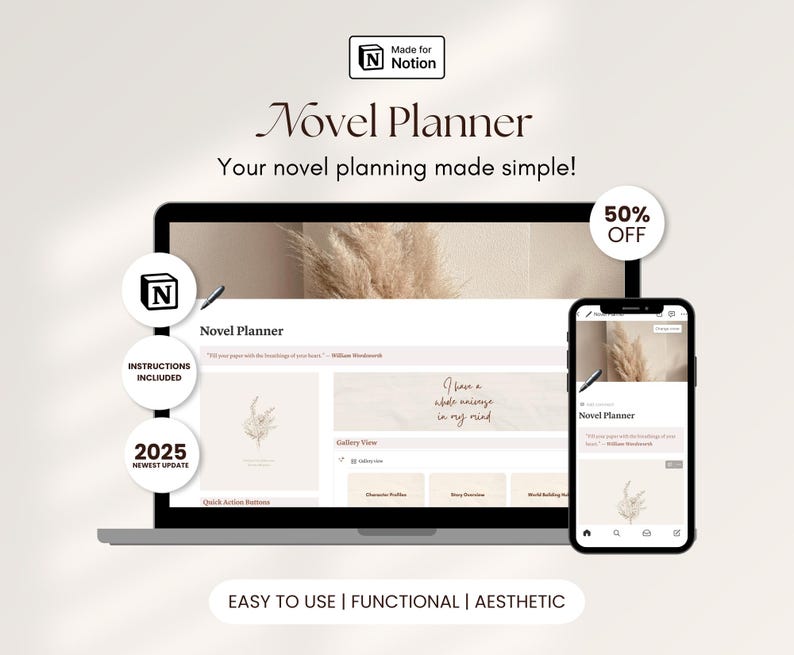 Notion Novel Planner Template for Writers Character Profiles ...