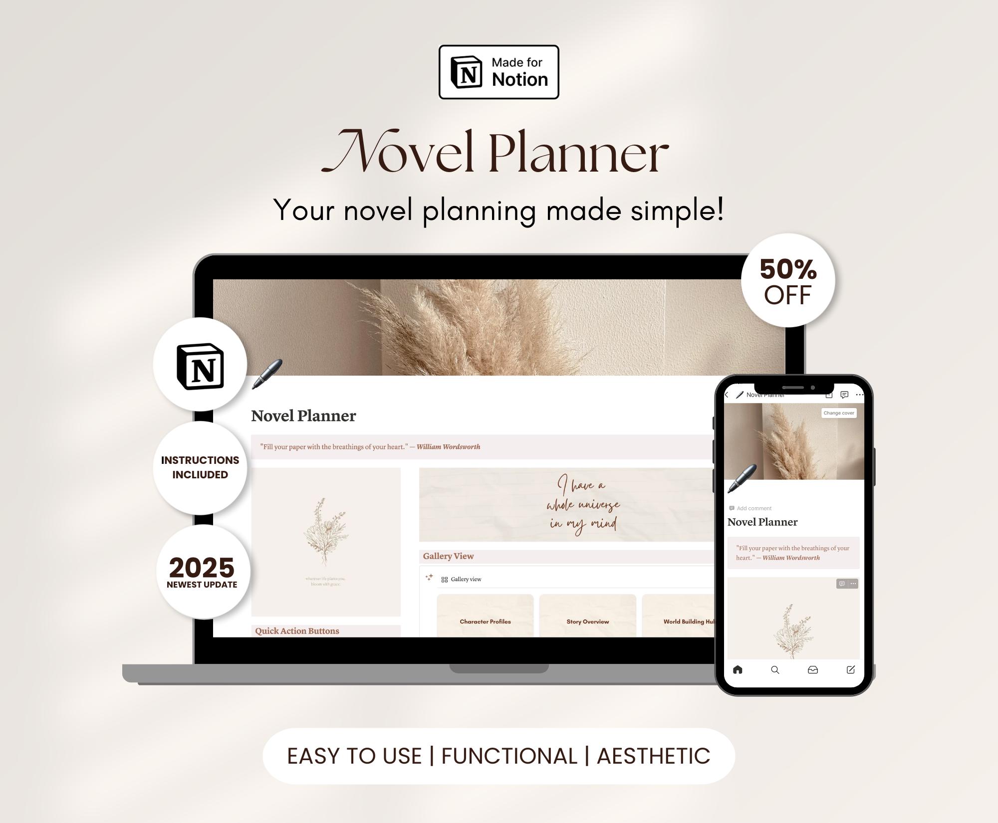 Notion Novel Planner Template for Writers Character Profiles ...