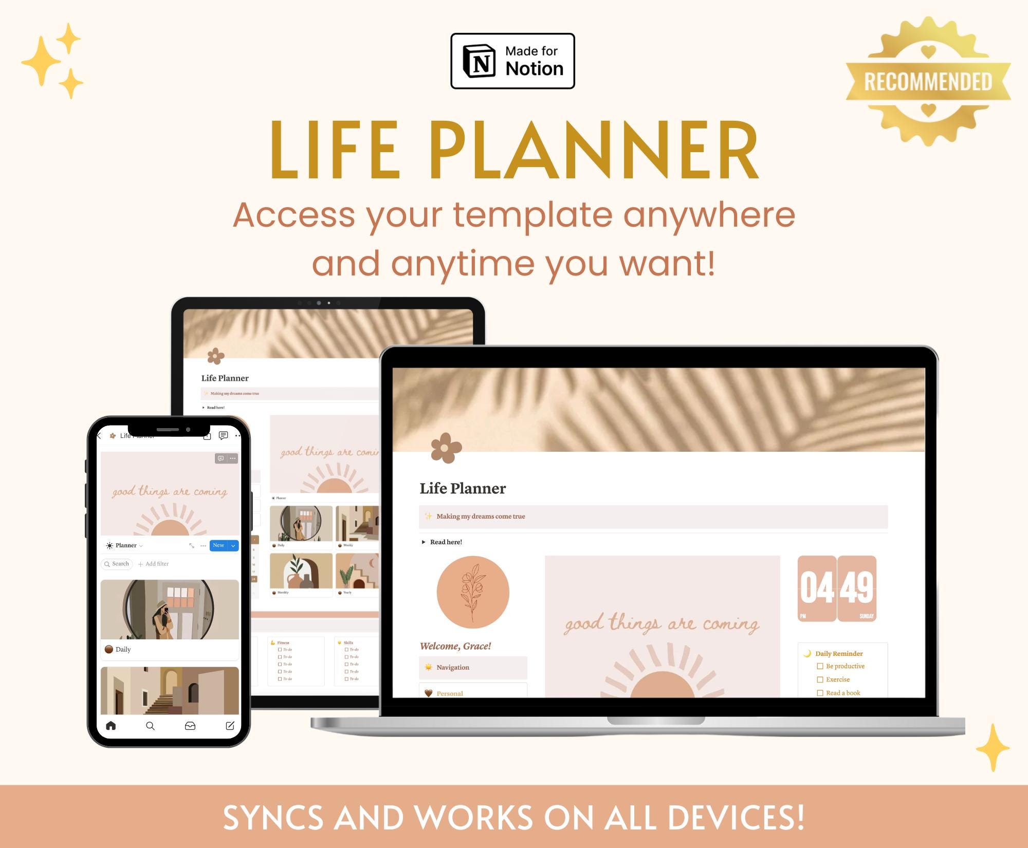 Notion Template All in One Life Planner Aesthetic Notion Dashboard ...