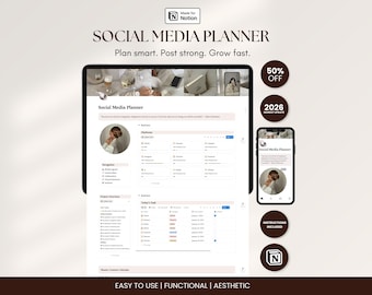 Aesthetic Notion Social Media Planner für Content-Ersteller und Online-Unternehmer Content-Marketing-Kalender für Social-Media-Manager