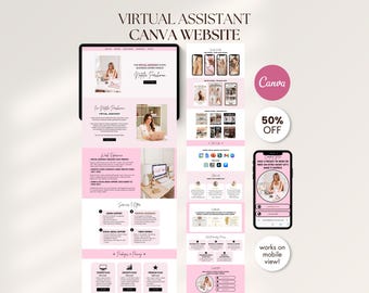 Pink Virtual Assistant Portfolio Canva Website Template Canva Presentation Editable Portfolio Website Done For You VA Landing Page