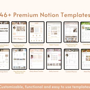 50+ Notion Templates Bundle PLR Planner Bundle Notion Resell Rights Aesthetic Notion Dashboard Productivity Kit Private Label Rights image 3