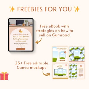 Freebies for you! Free eBook and 25+ editable Canva mockups.