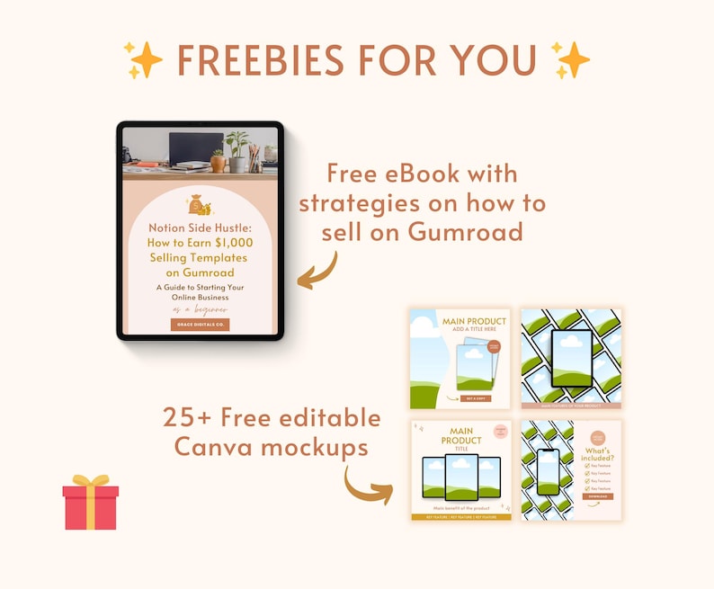 Freebies for you! Free eBook and 25+ editable Canva mockups.