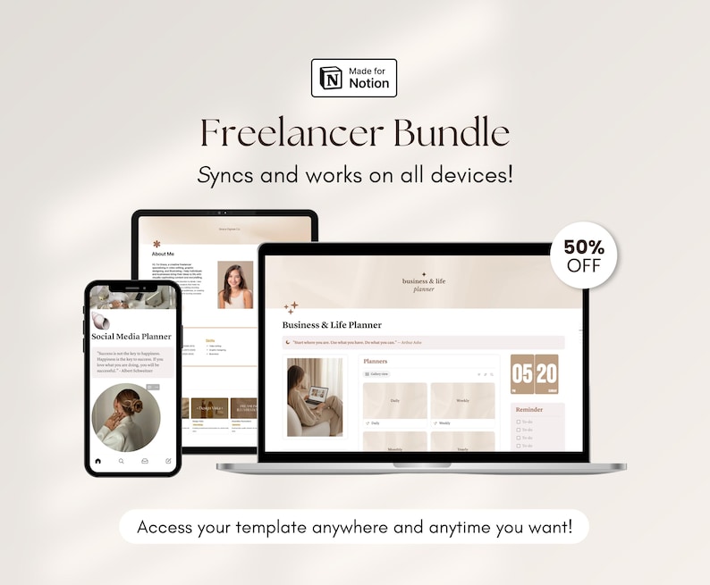 Freelancer Notion Template Bundle: Project Management, Social Media ...