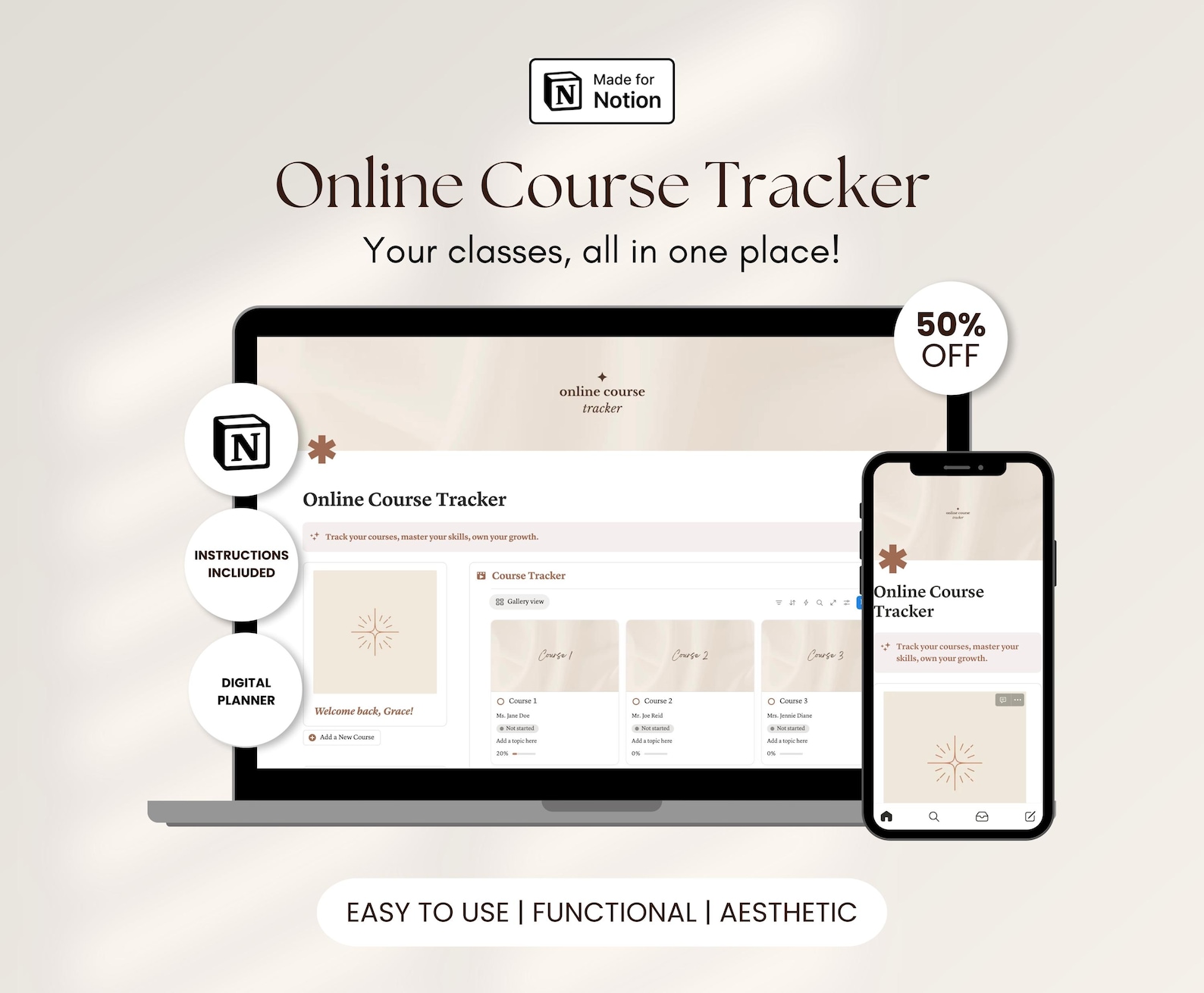 Notion Template Online Course Planner Learning Tracker Course Notes ...