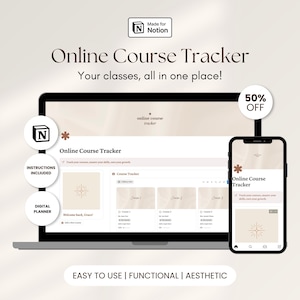 Notionテンプレート オンラインコースプランナー 学習トラッカー コースノートオーガナイザー デジタル学習プランナー 進捗トラッカー オンラインコースキット