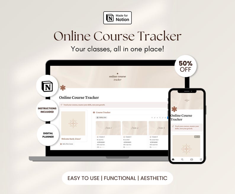 Notion Template Online Course Planner Learning Tracker Course Notes ...