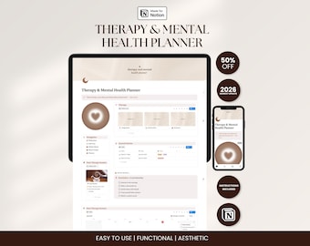 Mental Health Notion Planner with Wellness Dashboard Digital Therapy Template and Client Tracker for Therapists and Anxious Minds