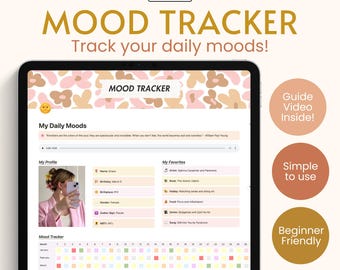 Aesthetic Daily Mood Tracker Notion Personal Dashboard ADHD Minimal Mental Health Notion Template Mood Tracker in Pixels Emotion Tracker