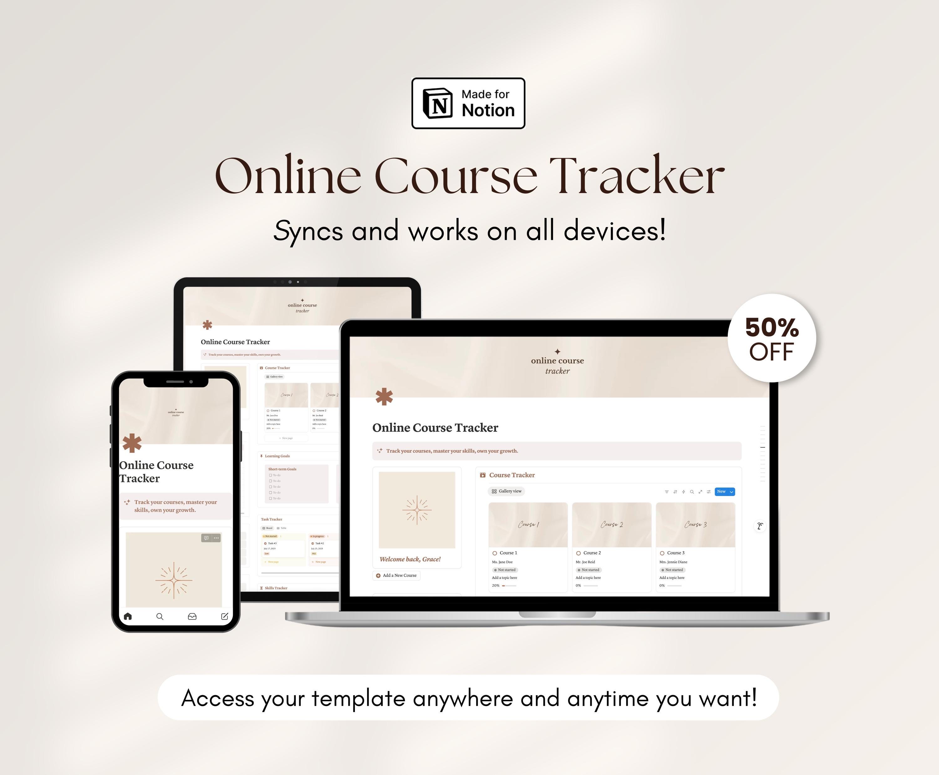 Notion Template Online Course Planner Learning Tracker Course Notes ...
