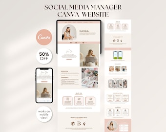 Editable Boho Social Media Manager Portfolio Canva Template for Content Creators SMM Website Landing Page Digital Download